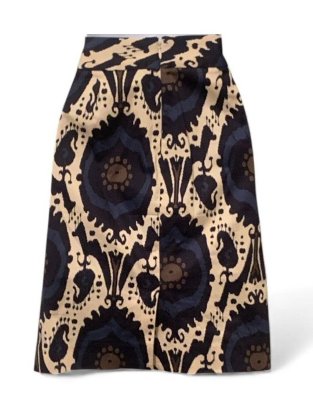 J Crew Stretch Womens Pencil Skirt Size 2 Multicolor Ikat Pattern Back Zip Slit - Picture 5 of 12